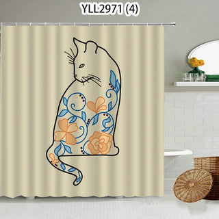 Buy 4 Cat Rabbit Animal Print Floral Home Decor Shower Curtain Waterproof Polyester   Cortina De La Ducha