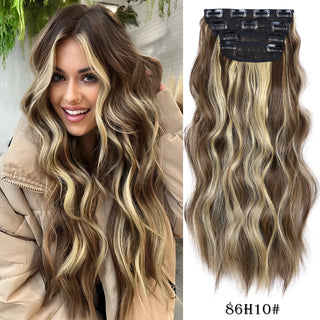 Buy 86h10 4Pcs/Set 20Inch Synthetic Hair Clip in Long Wavy Thick Hairpieces