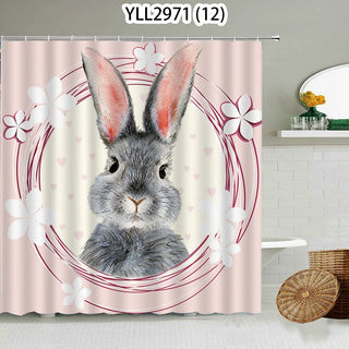 Buy 12 Cat Rabbit Animal Print Floral Home Decor Shower Curtain Waterproof Polyester   Cortina De La Ducha