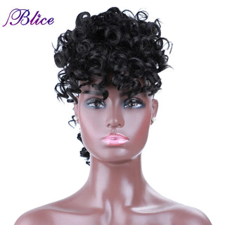 Blice High Puff Curly Chignon Frohawks Hair Synthetic Clip in Hair Extensions All Head Ponytail for Africa American Women