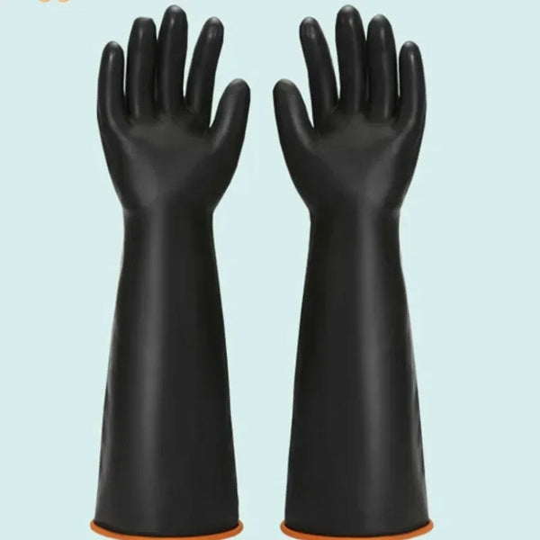 35/45/55cm Black Gloves Heavy Duty Rubber Gloves Acid Alkali Resistant Chemical Work Safety for Industry Labor Protective Glove