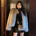 2024 Winter Warm Lady Faux Fur Coats Long Sleeves Short Cut Women Winter Artificial Fur Coat Thick Warm Female Faux Fur Jackets