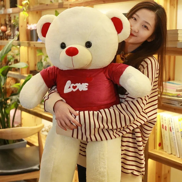 100cm Plush Toy Teddy Bear Giant  T Shirt Soft Stuffed Animals Pillow Dolls Grilfriend Kids Wife Birthday Valentines Day Decor