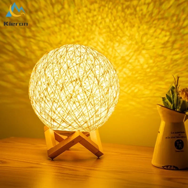 Rattan Ball LED Table Lamps