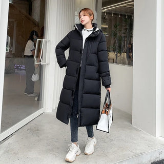 Buy black 2023 Autumn and Winter Women&#39;s Korean Style Mid-Length Down Jacket Loose Parka Coat Women&#39;s Coat Winter Coat