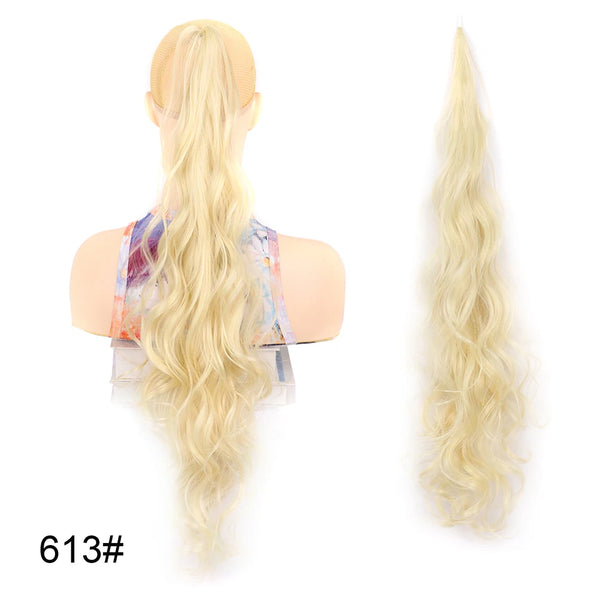 32inch Synthetic PonyTail Long Layered Flexible Wrap Around Fake Tail Hair Extensions Natural Curly Hairpiece for Women