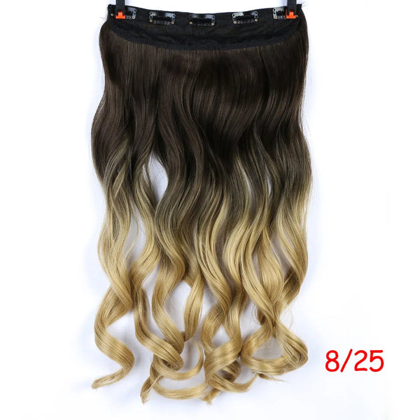 AOSIWIG 24inch 5 Clipsins Straight Hair Extentions Clip in on Hair Extension Black to Red Ombre Hairpiece Synthetic