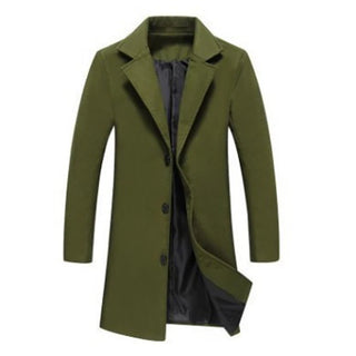 Buy green Single Breasted Lapel Wool Blend Coat