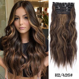 Buy h2-426 4Pcs/Set 20Inch Synthetic Hair Clip in Long Wavy Thick Hairpieces