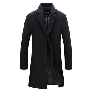 Buy black Single Breasted Lapel Wool Blend Coat