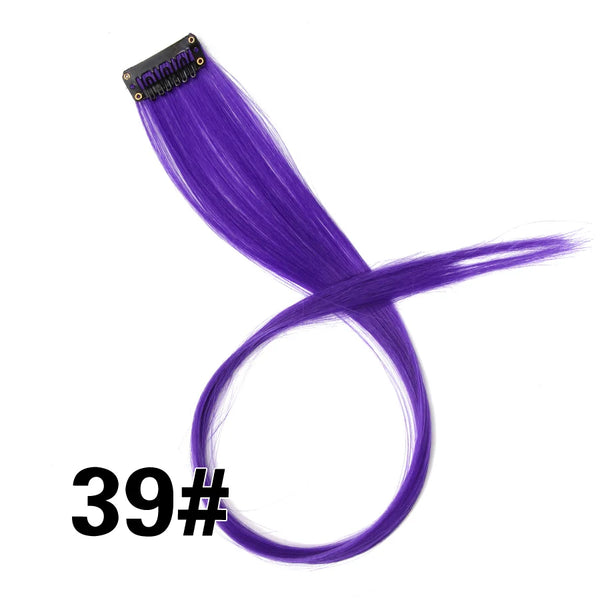 Alileader Clip on Hair Extension 57Color Ombre Straight Hair Extension Clip in Hairpieces High Temperature Faber Hair Pieces