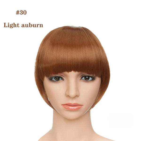 BENEHAIR Fake Bangs Synthetic Blunt Bang Clip in Hair Extension Women Blunts Fringe Hair Black Brown Bangs 2 Clips In