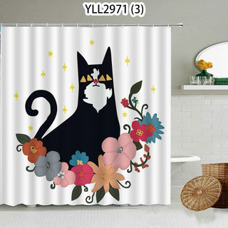 Buy 3 Cat Rabbit Animal Print Floral Home Decor Shower Curtain Waterproof Polyester   Cortina De La Ducha