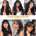 30 Inches Body Wave Human Hair Wigs With Bangs