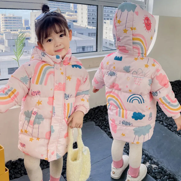 2022 New Girls Boys Down Jacket Winter Coats Children Clothes Hooded Windbreaker Coat for Kids 2-7 Years Cotton Warm Outerwear