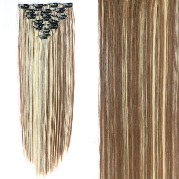 22Inch Long Straight Wavy Hair Extension 7Pcs/Set 16 Clips High Tempreture Synthetic Hairpiece Clip in Hair Extensions