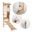 4in1 Climbing Set: Wooden Swedish Wall + Swing Set + Slide Board + Triangle Ladder