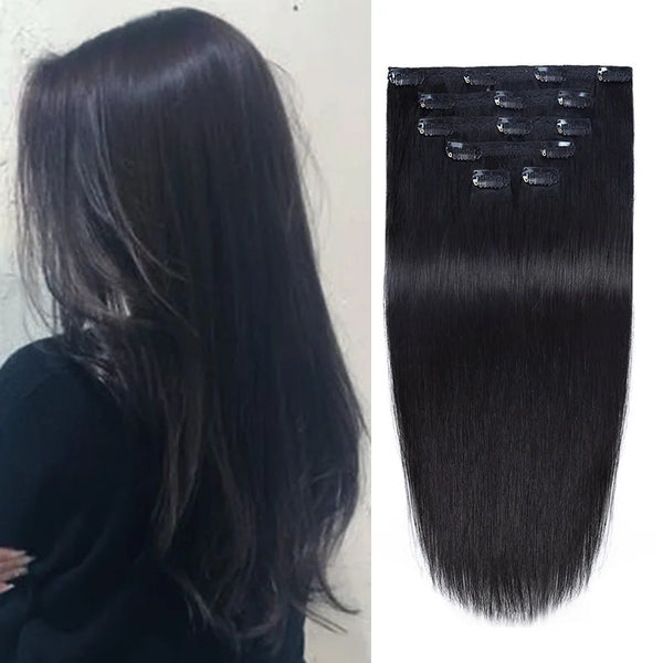 BHF Clip in Human Hair Extensions Remy Natural Hair Clip in Extensions Highlighted Golden Blonde Straight Human Hair Extensions