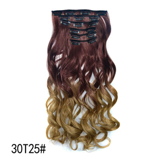 Buy my6c-30t25 16 Clips Clip in Hair Extension Long Synthetic Hair Heat Resistant Hairpiece Natural Wavy Ombre Hair Piece 6Pcs/Set 20Inch LIHUI