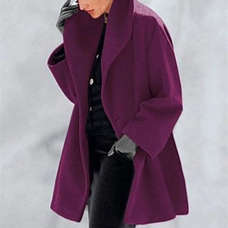 Buy purple 2021 Women Shawl Collar Fleece Coat Elegant Blend Coats Long Sleeves Coat Outerwear Jackets Solid Color Streetwear