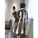 2019 New Imported Womens Mink Fur Coat Bobcat Fur Collar Fur Coat Fashion Long Womens Winter Coats Oversize Parkas