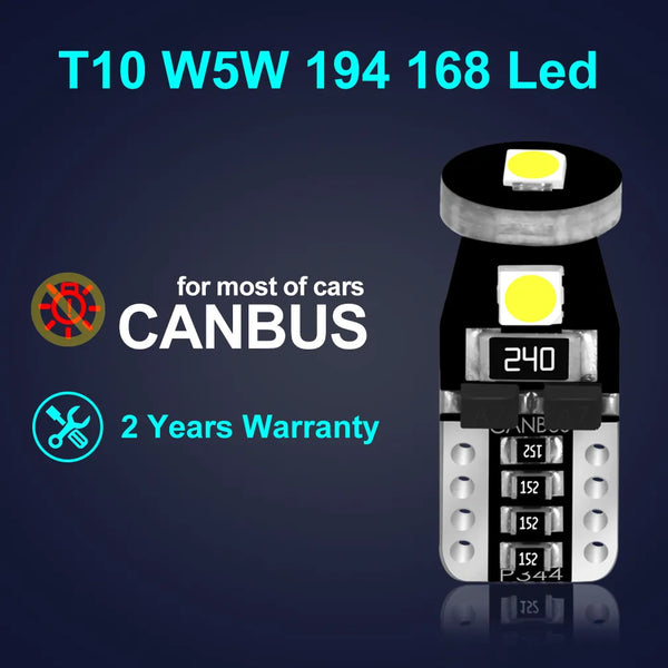 2Pcs T10 W5W LED Bulbs Canbus Car Clearance Lights Reading Lamp Auto Dome Door Bulb Accessories White Red Yellow Green Blue Pink