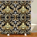 3D Luxury Black Gold Greek Key Meander Baroque Bathroom Curtains Shower Curtain Set for Bathroom Modern Geometric Bath Rug Decor