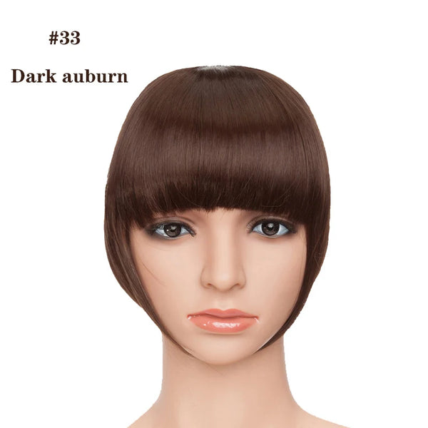 BENEHAIR Fake Bangs Synthetic Blunt Bang Clip in Hair Extension Women Blunts Fringe Hair Black Brown Bangs 2 Clips In