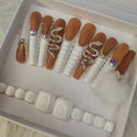 100% Hand Paint Luxury Private Label Artificial Finger and Toe Nails Set Press on Nails