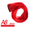 AIYEE Hair Extensions Pure RainBow Hairpiece Clip in Hair Piece Synthetic Long Straight Ombre Pink Red Rainbow Hair Piece