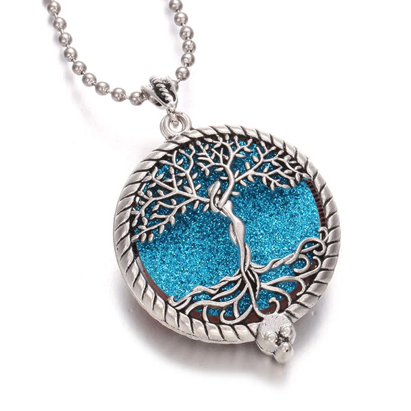 Aromatherapy Necklace Tree of Life Diffuser Jewelry Vintage Open Locket Pendant Essential Oil Perfume Aroma Diffuser Necklace