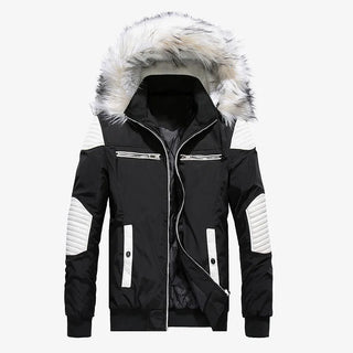 Buy black 2024 Winter Warm Gradient Parkas Men Women Streetwear Thick Jackets Coat Fashion Harajuku Hoody Fur Collar Coats