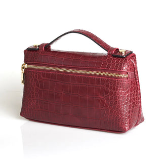 Buy crocodile-maroon-l Snake Pattern Clutch Make Up Bags