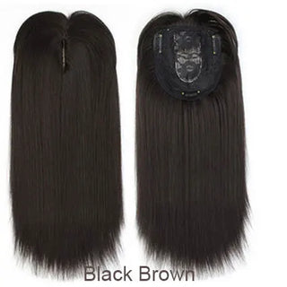 Buy black-brown 14inch Straight Synthetic Blonde Hair With Bangs for Women Clip-In One-Piece Hair Extension High Temperature Fiber