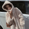 2021 New Winter Women Faux Rabbit Fur Coat  Loose Long Fur Coat Large Size Hooded OverCoat Thick Warm Female Plush Coats