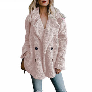 Buy pink Teddy Coat Women Faux Fur Coats Long Sleeve Fluffy Fur Jackets Winter Warm Female Jacket Oversized Women Casual Winter Coat 2021