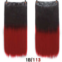 AOSIWIG 24inch 5 Clipsins Straight Hair Extentions Clip in on Hair Extension Black to Red Ombre Hairpiece Synthetic