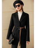 Amii Minimalism Winter Women's Jacket Double-Sided Woolen Coat Fashion Solid Belt 100%wool Coat Female Winter Coat   12020362