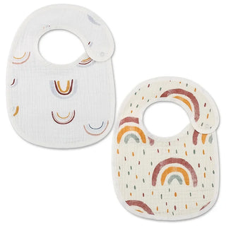 Buy rainbow 2Pcs/Set Printed Carton Baby Bib Waterproof Newborn Feeding Aprons Adjustable Toddler Bibs Burp Cloth Cotton Kids Saliva Towels