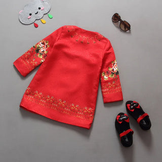 2020 Fashion Red Girls Cardigan Printing Child Winter Coats Festival Christmas Girls Outerwear Coat Party Kids Jacket