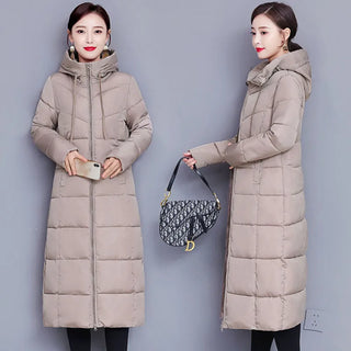 Buy khaki 2024 Women&#39;s Winter Coats Long Section Warm Down Basic Jacket Coat Fashion Slim Outwear Female Korean Large Size Jackets M-6xl