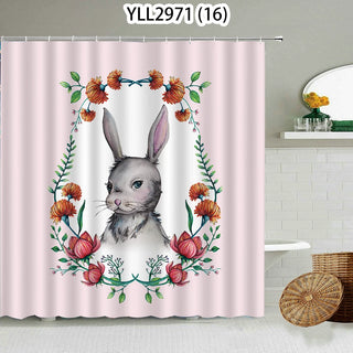 Buy 16 Cat Rabbit Animal Print Floral Home Decor Shower Curtain Waterproof Polyester   Cortina De La Ducha