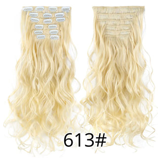 Buy 613 Alileader 22Inch Synthetic Long Curly 16Clips Clip in Hair Extensions Body Wave Hairpiece 6Pcs Resistant Fiber Ombre Blond Women