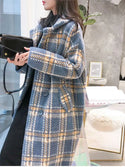 Bella Philosophy Winter Plaid Women Faux Mink Cashmere Woolen Coat Ladies Casual Turn-Down Collar Coats Female Warm Outwear