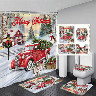 Christmas Bathroom Sets With Shower Curtain Rugs Red Truck Christmas Shower Curtains Xmas Bathroom Rugs Christmas Bathroom Deco