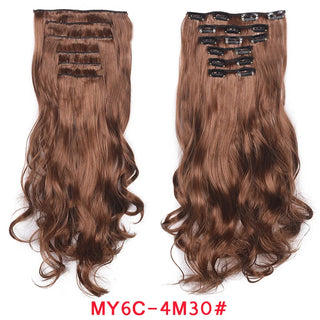 Buy my6c-4m30 16 Clips Clip in Hair Extension Long Synthetic Hair Heat Resistant Hairpiece Natural Wavy Ombre Hair Piece 6Pcs/Set 20Inch LIHUI