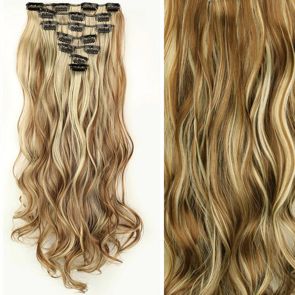 22Inch Long Straight Wavy Hair Extension 7Pcs/Set 16 Clips High Tempreture Synthetic Hairpiece Clip in Hair Extensions