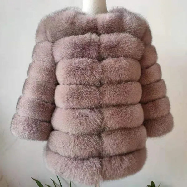 100% True Fur Coat Women's Warm and Stylish Natural Fox Fur Jacket Vest Leather Coat Natural Fur Coats  Free Shipping