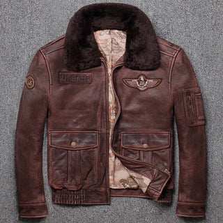 CC SHop Best.Brand New Winter warm.Classic G1 Style Mens Leather Jacket,vintage Cowhide Jacket,Plus Man Winter Leather Cloth