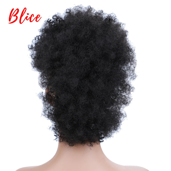 Blice Synthetic High Puff Afro Kinky Curly Short Middle-Part Wig Clips in Hairpiece Hair Extensions 90g/Piece All Color 10Inch